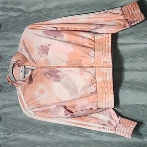 Adidas cropped‎ peach tie-dye track jacket L / 14 zip up EUC loose fit